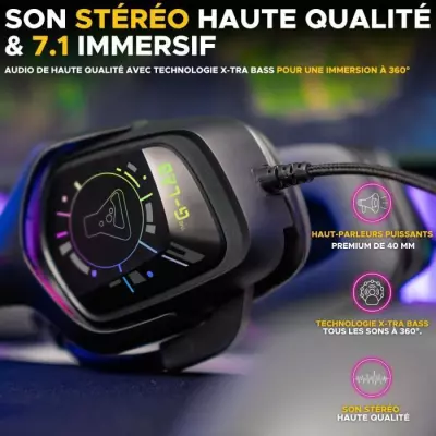 Casque Gamer Filaire The G-Lab KORP COBALT 7.1 - Son Surround 7.1