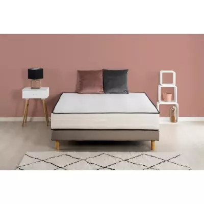 Ensemble Matelas + Sommier 140x190 cm - Confort Mousse - DEKO DREAM HOTEL