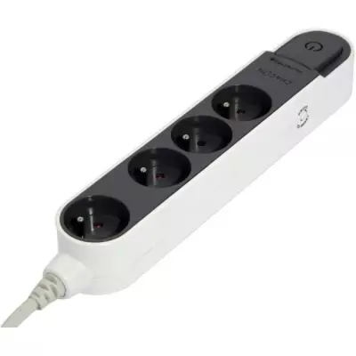 Multiprise CHACON parafoudre interrupteur 4 prises Gris - 16A - 5m