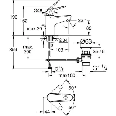 Mitigeur lavabo GROHE Swift - Chromé - Taille S - Economie d'eau