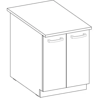 Meuble bas 2 portes battantes - Gris mat - Design compact