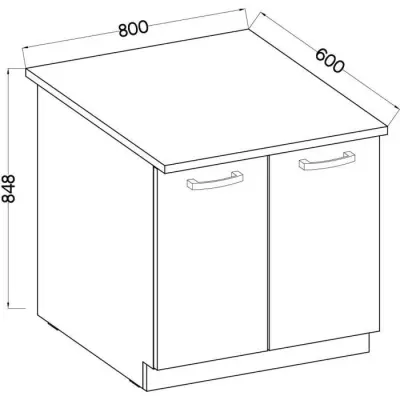 Meuble bas 2 portes battantes avec plan de travail - Gris mat - Compact et pratique