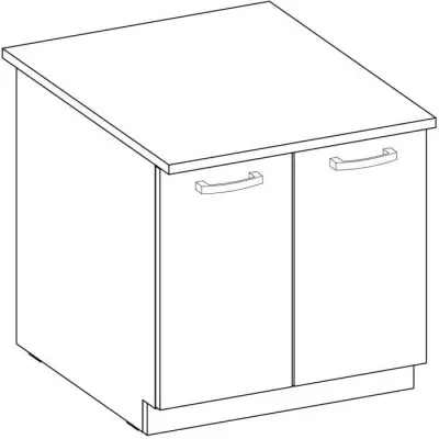 Meuble bas 2 portes battantes avec plan de travail - Gris mat - Compact et pratique