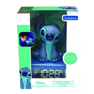 Réveil veilleuse digital LEXIBOOK Stitch 3D lumineux et sonore - Bleu