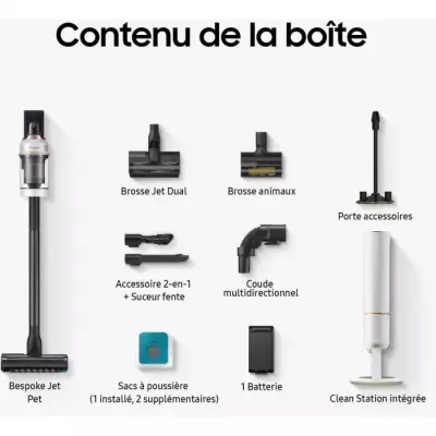 Aspirateur balai SAMSUNG Bespoke Jet Plus Pet - Puissant et innovant