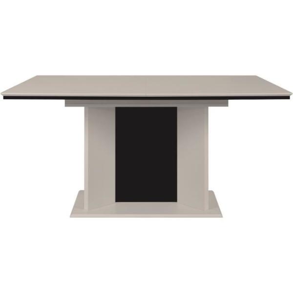 Table extensible - NOVARA - Rectangulaire - 10 personnes - 160/200 x 76 x 90 cm - Sable / Noir