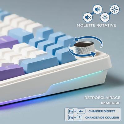 Clavier mécénique PBT Gasket - THE G-LAB - KEYZ Elite 400 WB - TripleMode - AZERTY - RGB - Windows & Mac