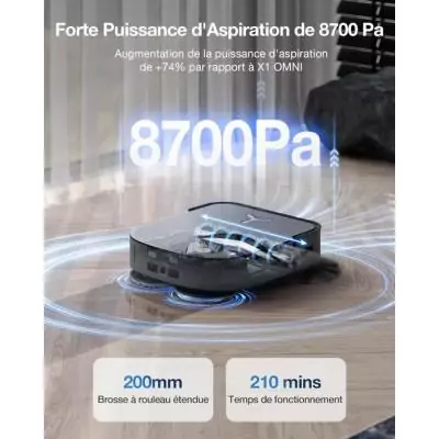 Aspirateur Robot ECOVACS DEEBOT X2 COMBO - Aspiration 8700Pa