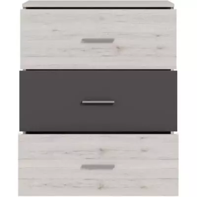 Commode ADRIA - 3 tiroirs - Chene cendré / Gris uni - 75,2 x 41,3 x 89,7 cm Commode ADRIA - 3 tiroirs - Chene cendré / Gris uni - 75,2 x 41,3 x 89,7 cm