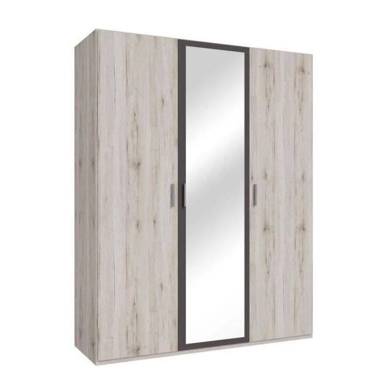 Armoire de chambre moderne - ADRIA - Chene cendré / Gris foncé