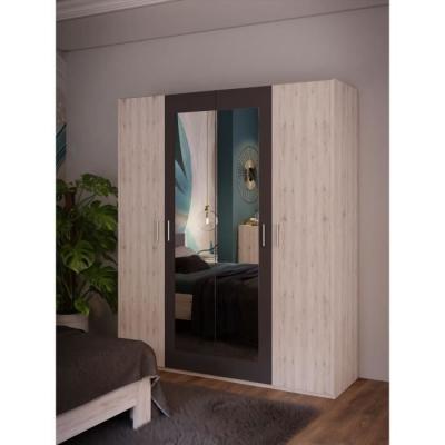 Armoire chambre ADRIA - Chene cendré / Gris foncé - 4 portes battantes