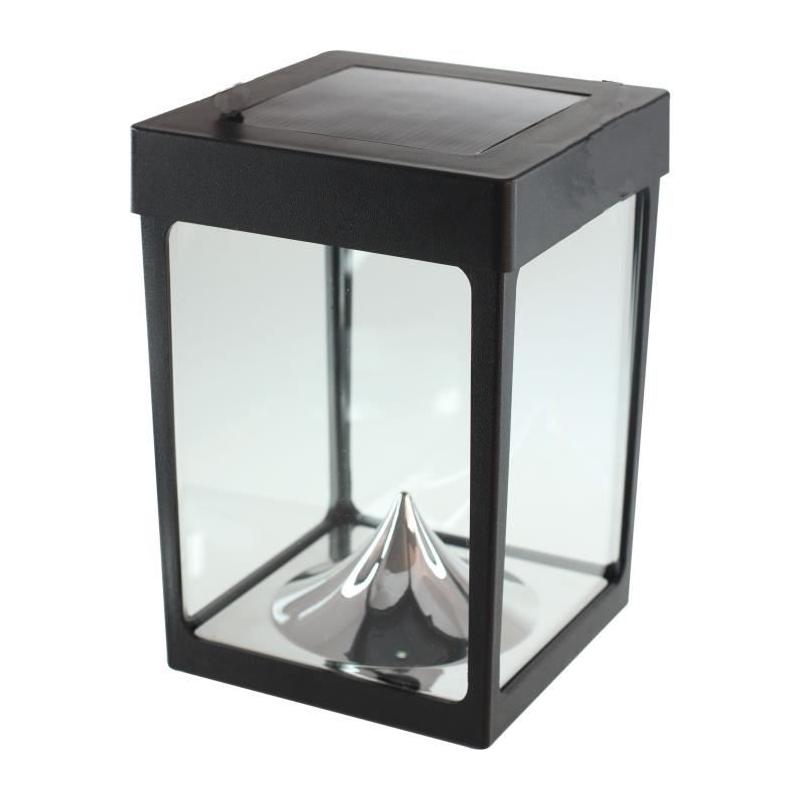Photophore solaire pour table en verre noir - Décoration lumineuse