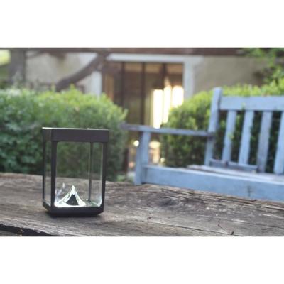 Photophore solaire pour table en verre noir - Décoration lumineuse