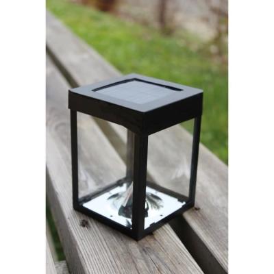 Photophore solaire pour table en verre noir - Décoration lumineuse