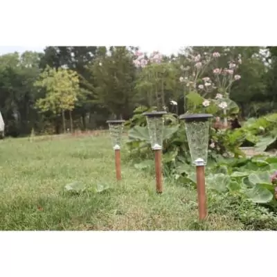 Lot de 3 balises solaires Canopo - 20 lumens - Beige - Éclairage extérieur