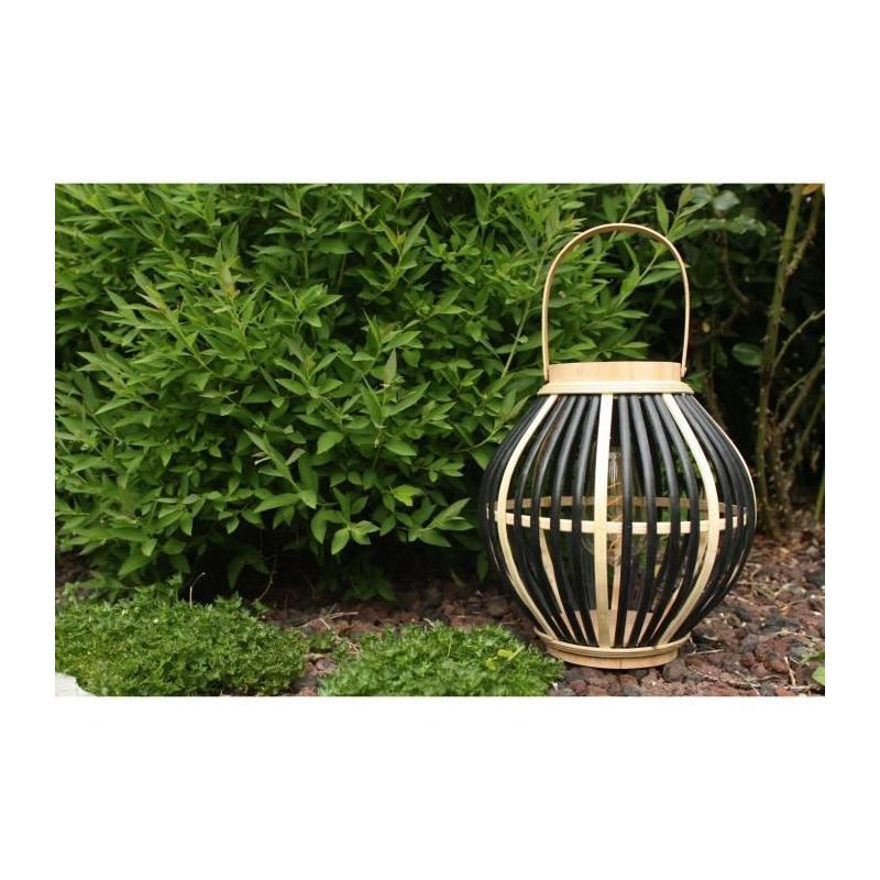 Lampe solaire en bambou - Olivie - Noir, Décoration Lumineuse