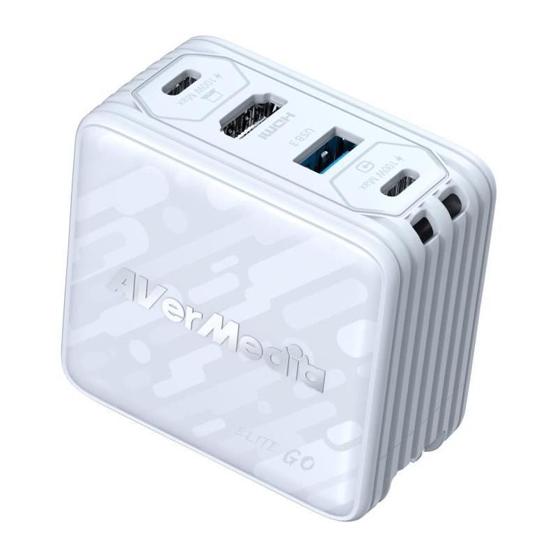 Chargeur GaN AVERMEDIA 100W + Capture Vidéo FHD GC313Pro Blanc