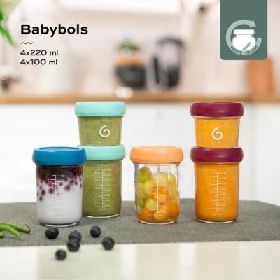 Ensemble de pots de conservation Babymoov Babybols en verre - 4x100 ml + 4x220 ml