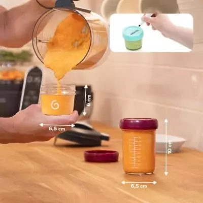 Ensemble de pots de conservation Babymoov Babybols en verre - 4x100 ml + 4x220 ml