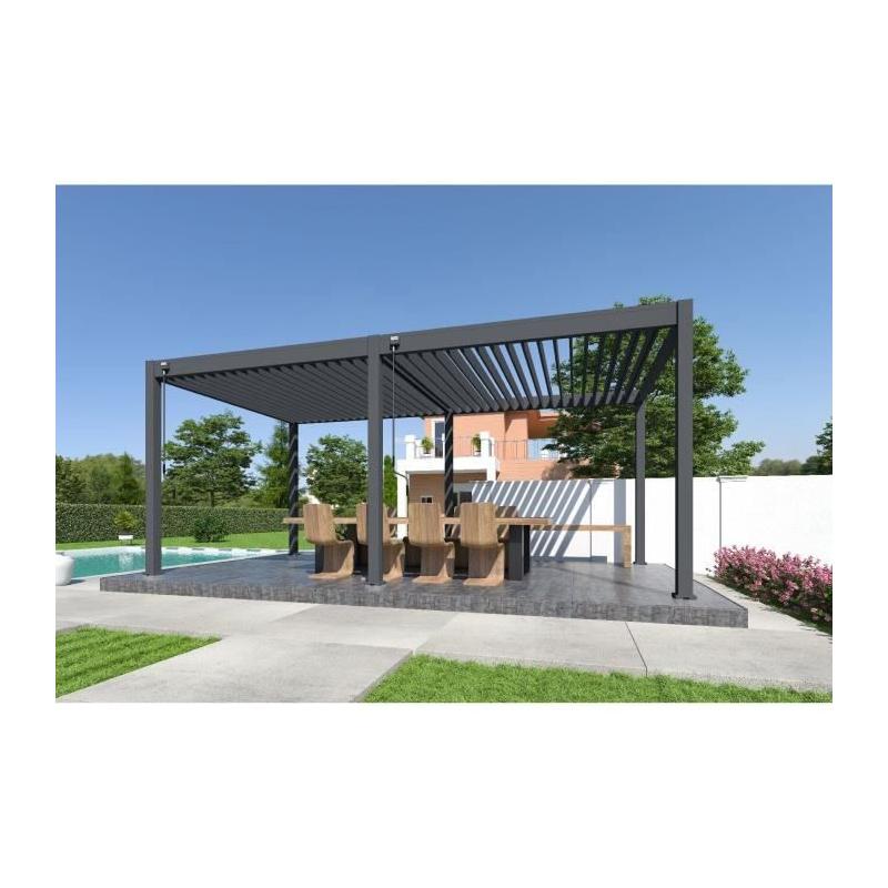 Pergola Aluminium OMBREA Bioclimatique Anthracite 3x6 m