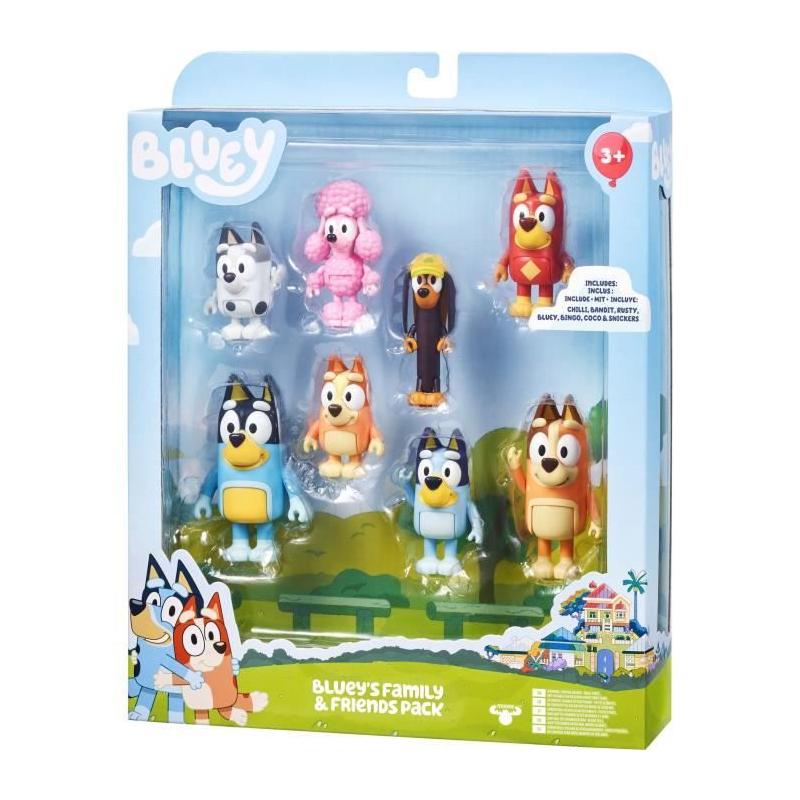 Figurines BLUEY - Coffret 8 personnages articulés - Univers de la série