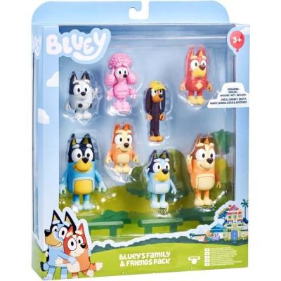 Figurines BLUEY - Coffret 8 personnages articulés - Univers de la série