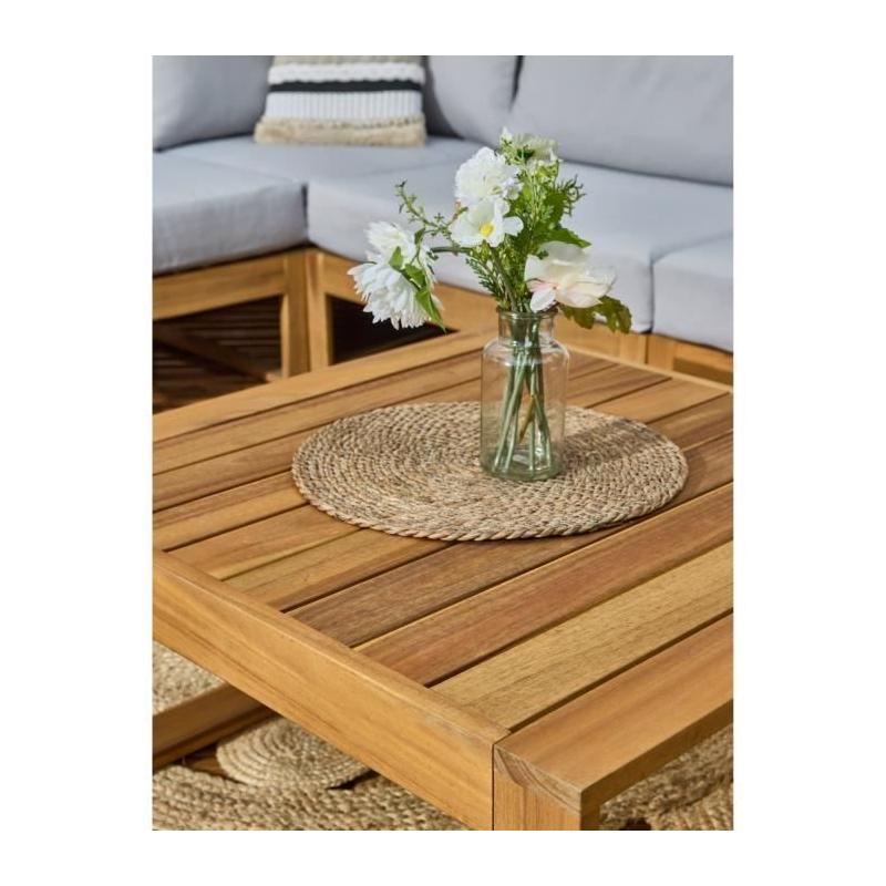 Ensemble jardin d'angle modulable LEVATA - Bois acacia - Gris