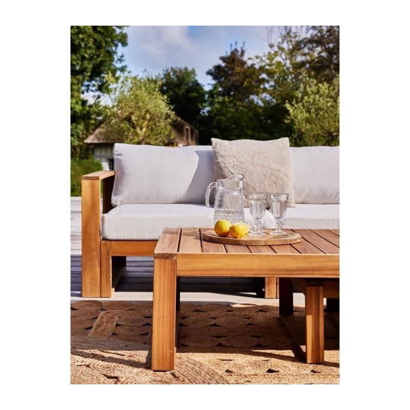 Salon d'angle modulable en bois d'acacia blanc - 5 pers.