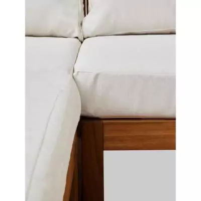 Salon de jardin d'angle modulable en bois d'acacia - Blanc cassé - 6 personnes