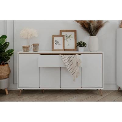 Buffet ARONA 51B Beige/Noir - 4 portes, 1 tiroir - 175 x 90 x 38 cm