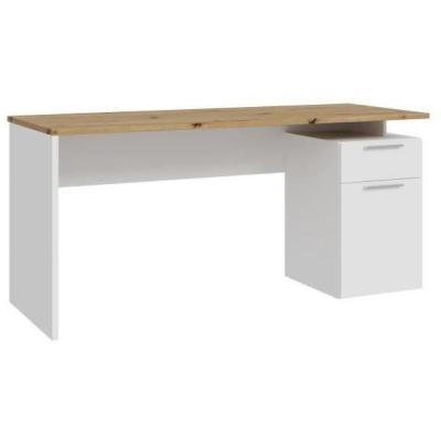 Bureau CONTRA COSTA - Design Blanc mat / Chene artisan