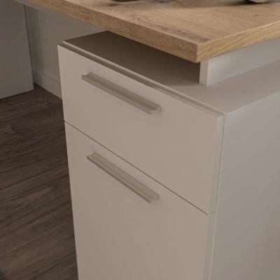 Bureau CONTRA COSTA - Design Blanc mat / Chene artisan