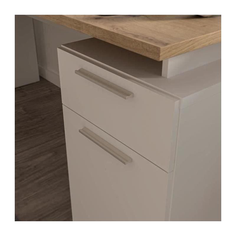 Bureau CONTRA COSTA - Design Blanc mat / Chene artisan