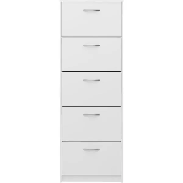 Meuble a chaussures - Blanc - 5 Abattants - 10 paires - L58,5 x H168,5 x P17 cm - Fabriqué en Allemagne