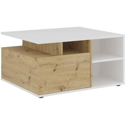 Table basse moderne - Blanc et Chene Artisan - L82 x H69,1 x P10,3 cm
