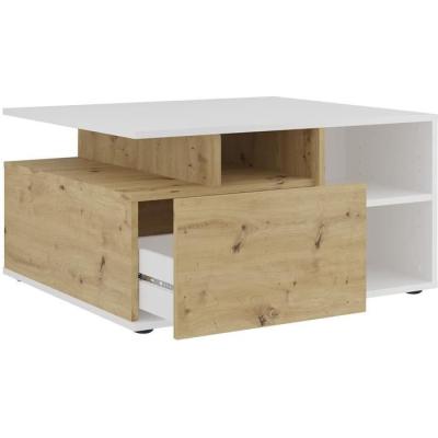 Table basse moderne - Blanc et Chene Artisan - L82 x H69,1 x P10,3 cm