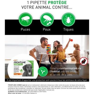 Antiparasitaire FRONTLINE 3 Pipettes Chien 2-10 kg