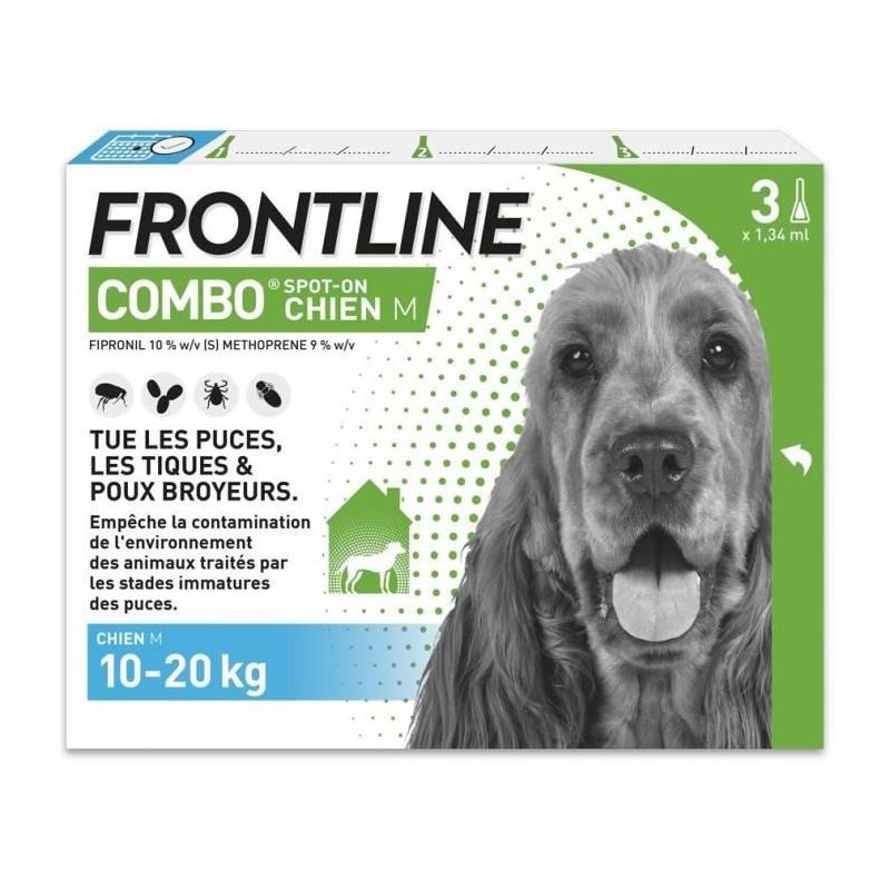 Traitement antiparasitaire efficace pour chiens de 10 à 20 kg - FRONTLINE 3 Pipettes