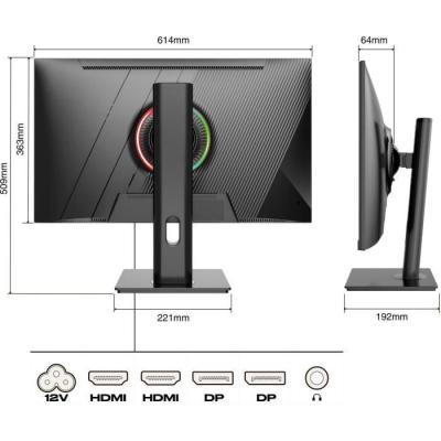 Écran Gaming 27" JAPANNEXT - WQHD 165Hz - Pied ergonomique