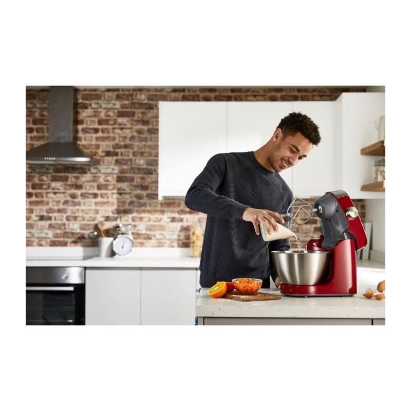 Robot pâtissier compact 1000W Kenwood - Bol 4,3L - Rouge