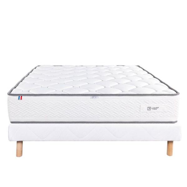 LUXURY LITERIE - Ensemble matelas + sommier - IRIS - 140 x 190 cm - Tapissier - Ferme - Face été/hiver