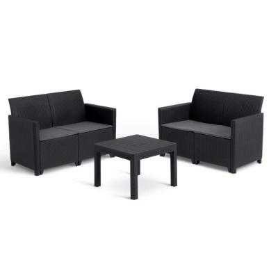 Ensemble de jardin modulable en résine tressée - Noir - KETER - 4 personnes