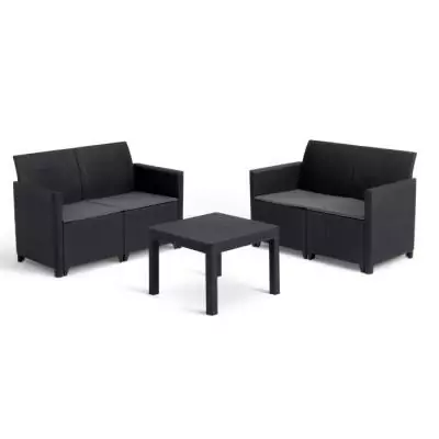 Ensemble de jardin modulable en résine tressée - Noir - KETER - 4 personnes