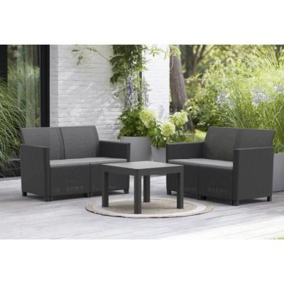 Ensemble de jardin modulable en résine tressée - Noir - KETER - 4 personnes