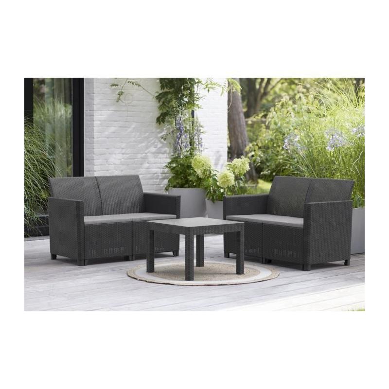 Ensemble de jardin modulable en résine tressée - Noir - KETER - 4 personnes