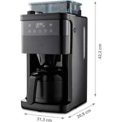Cafetière Filtre Numérique Isotherme avec Broyeur - MEDION - 1000W - 1,0L - Noir