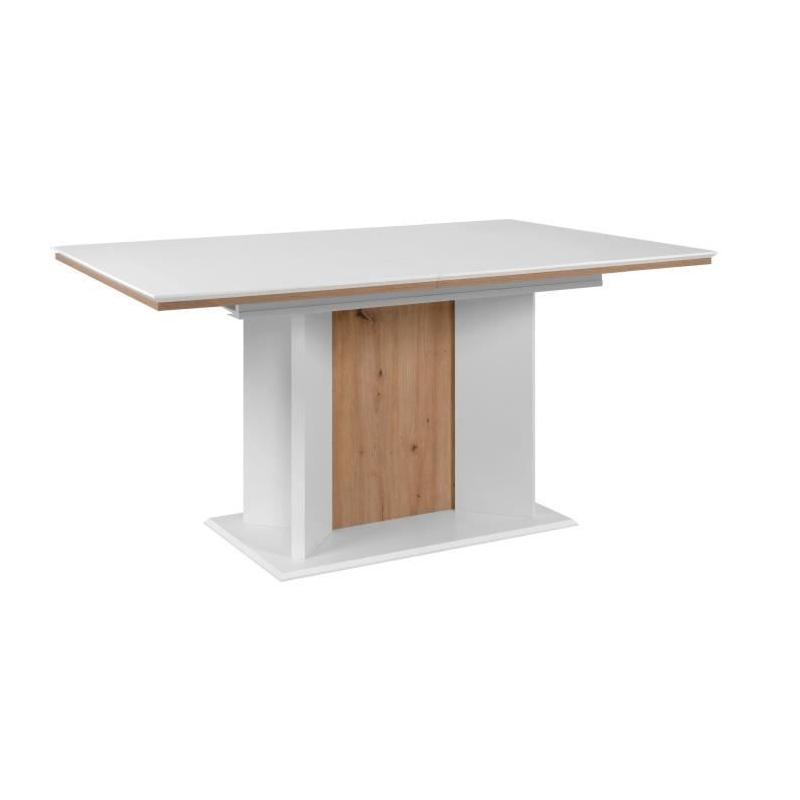 Table extensible NOVARA blanche/chêne artisan - 160/200 x 76 x 90 cm