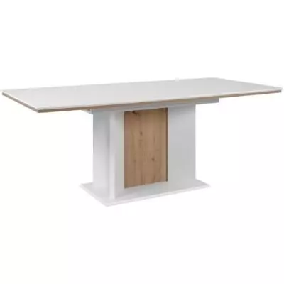 Table extensible NOVARA blanche/chêne artisan - 160/200 x 76 x 90 cm
