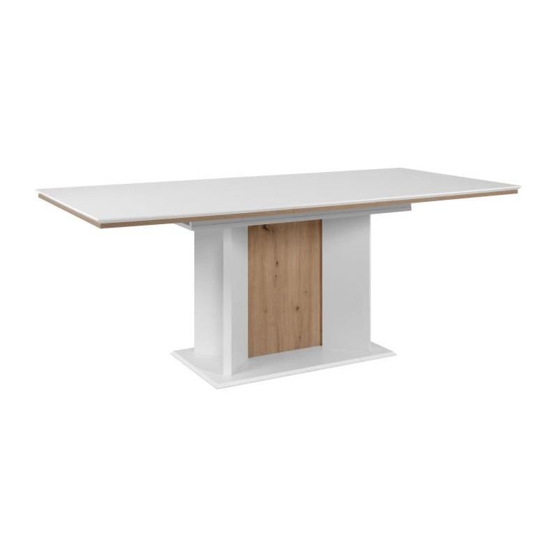 Table extensible NOVARA blanche/chêne artisan - 160/200 x 76 x 90 cm