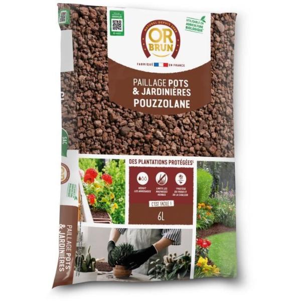 Paillage - OR BRUN - Pouzzolane - Pour pots et jardinieres - UAB - Sac de 6L